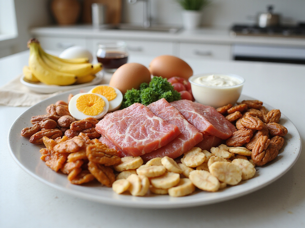 Variety of high protein foods for a דיאטה עתירת חלבונים