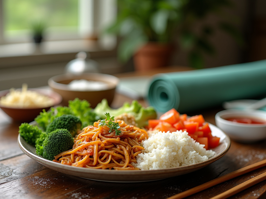 Balanced Chinese diet דיאטה סינית תפריט with healthy lifestyle elements
