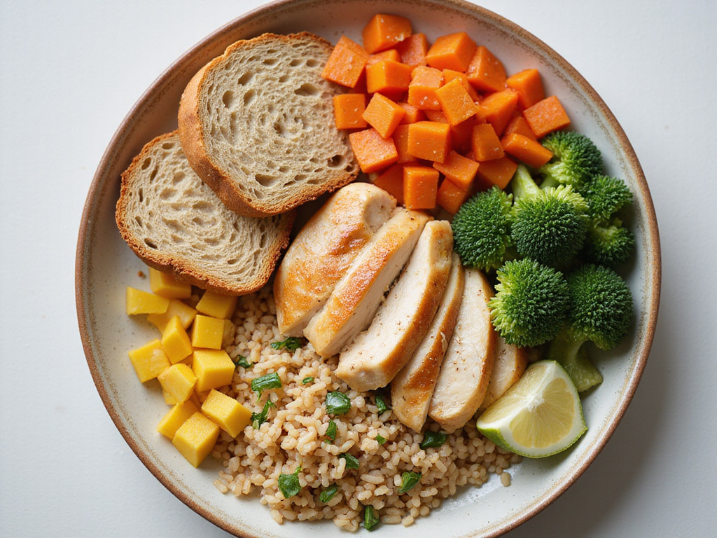 Balanced nutritious meal for a diabetic diet