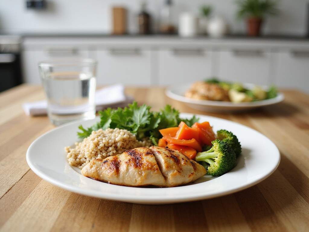 Type 2 diabetes diet meal displayed in a contemporary kitchen setting