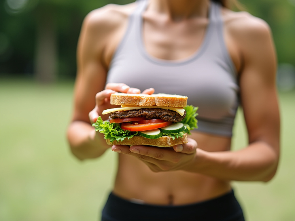 Healthy individual holding nourishing sandwich for דיאטה כריכים