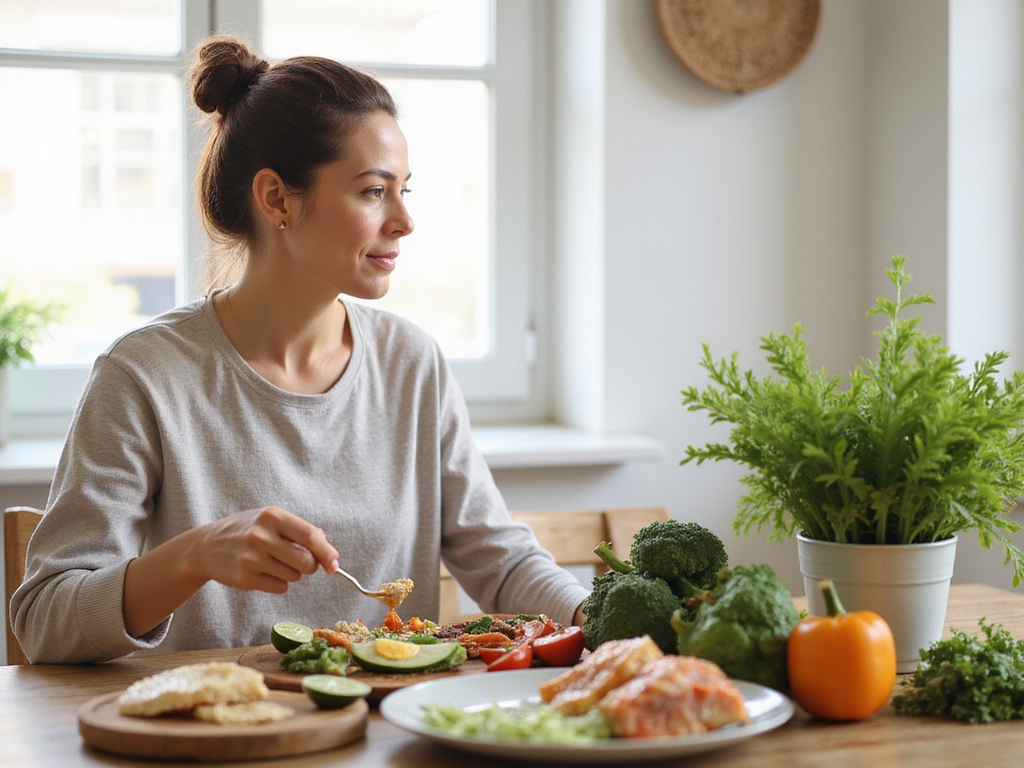 דיאטה סיון אופירי middle-aged woman enjoying a healthy meal