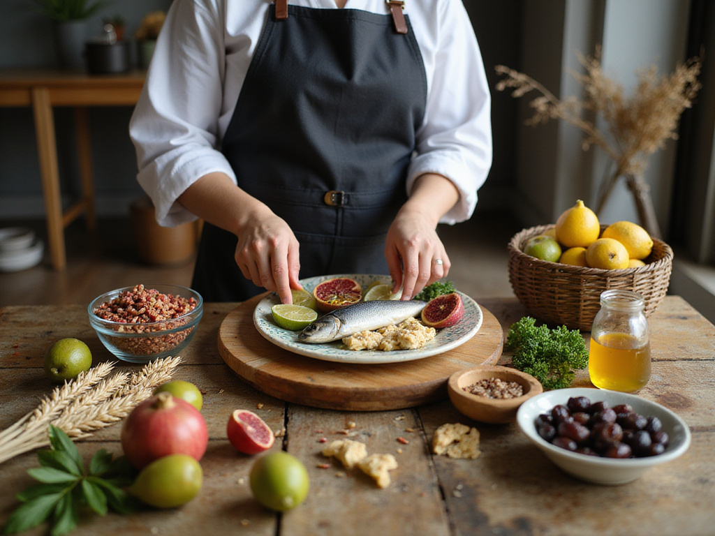 Hebrew diet representation with fresh fruits, vegetables and grains