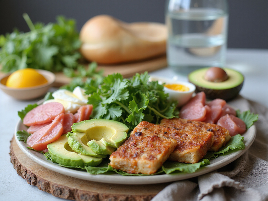 Keto diet foods spread on dining table in vibrant colors