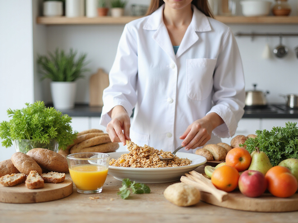 Nutritious דיאטה פחמימות meal with fruits, vegetables, and whole grains