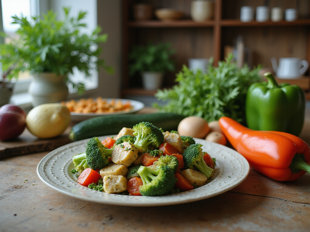 Balanced דיאטה צמחונית ללא פחמימות with fresh vegetables